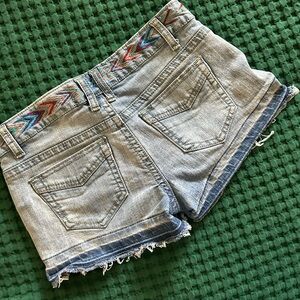 Y2K low rise embroidered denim shorts